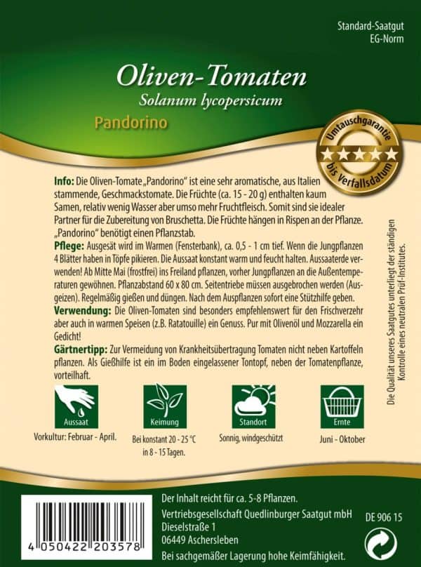 Pachet semințe roșii cherry Pandorino de la Quedlinburger Germania
